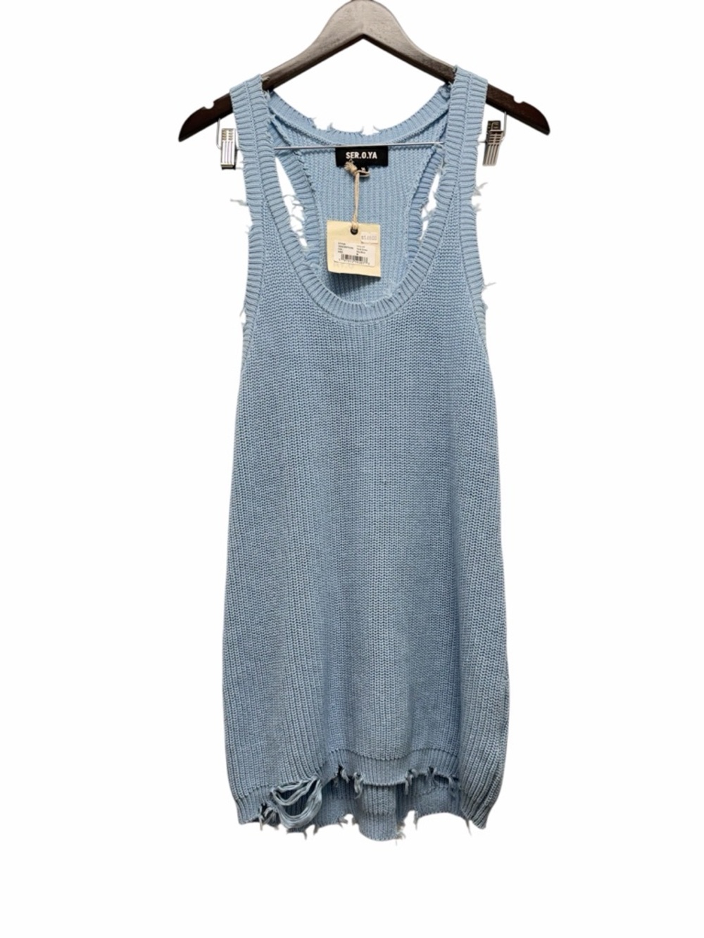 Seroya Yonit Sky Blue Mini Knit Dress Size Medium